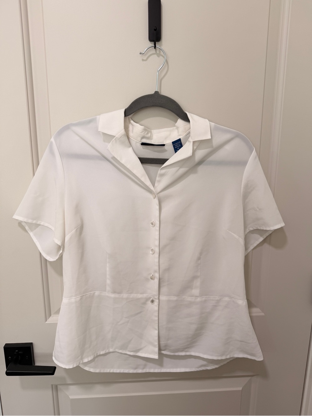 Karen Scott White Button-Front Blouse with Navy Label